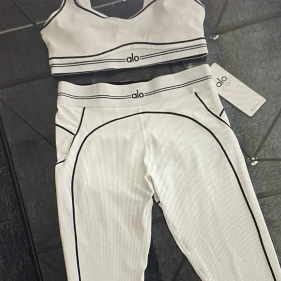 ALO Yoga White Set with Black Accents